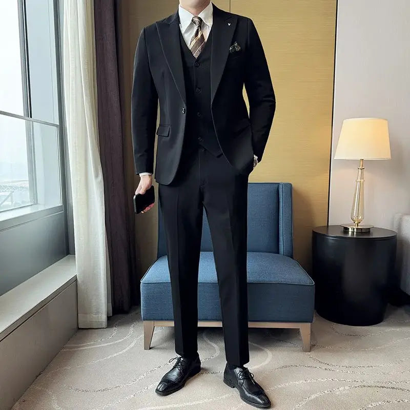 Threebooy  High Quality Suit Men's Suits 2 Piece Slim Fit Tuxedos Pant Formal Dress  High-End Sense  Business Prom