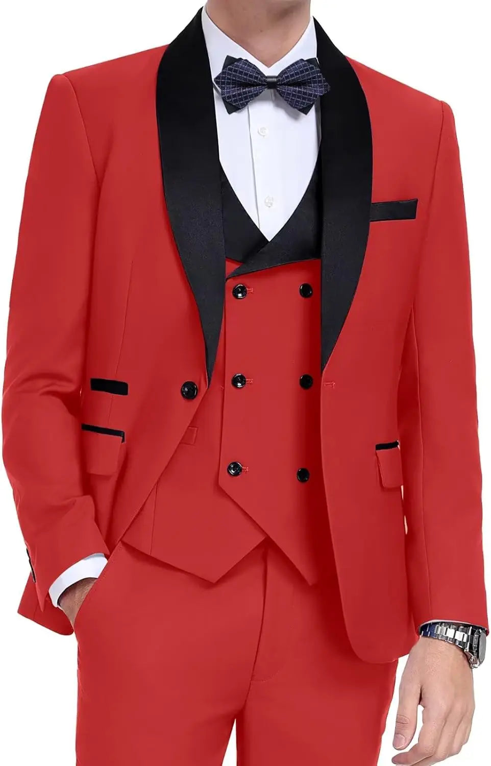 Threebooy  Elegant Men's Suit 3-Piece Fashion Lapel Slim Fit Tuxedo One Button Blazer Wedding Prom Business Prom Suit