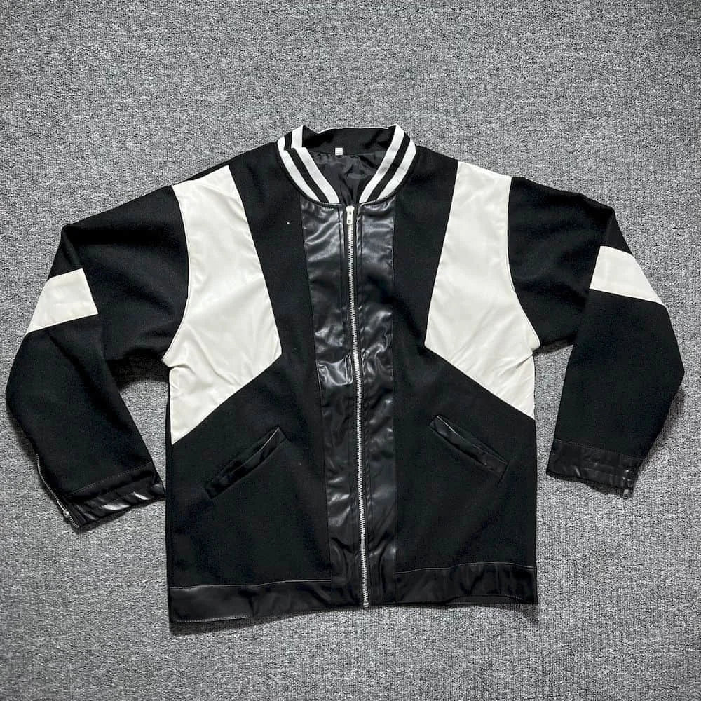 Threebooy American Retro Baseball Uniform Jacket Men's Spring and Autumn Loose Stand Collar Long Sleeve Contrast Color Couple Casual Coat