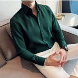 Threebooy Brand Clothing Men's Spring High-End Business Shirts/Male Slim Fif New Style Dress Long Sleeve Shirts Plus size S-3XL