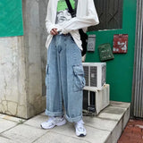 Threebooy Baggy Jeans Trousers Male Denim Pants Black Wide Leg Pants Men's Jeans Oversize Cargo Korean Streetwear Hip Hop Harajuku