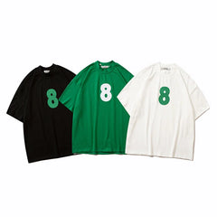 Threebooy  Summer Men's Loose Lettered Print Short Sleeve T Shirts High-quality Vest Green/black/white T-shirts Top Clothes Unisex