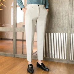 Threebooy  Brand Clothing Fashion Male Spring High Quality Cotton Business Suit Trousers/Men's Pure Color Leisure Suit Pants 28-34