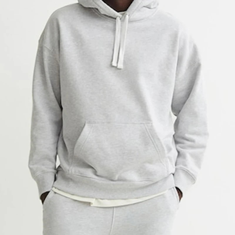 Threebooy 380GSM Oversized Thin Type Autumn Winter Casual Cotton Men Top Solid Color Hoodies Sweatshirt Streatwear