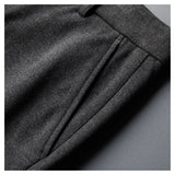 Threebooy New Grey Men's Slim Fit Woolen Pants Autumn/Winter Thick Trousers Men Slim Business Pantalones Hombre Fashion Slacks S-3XL