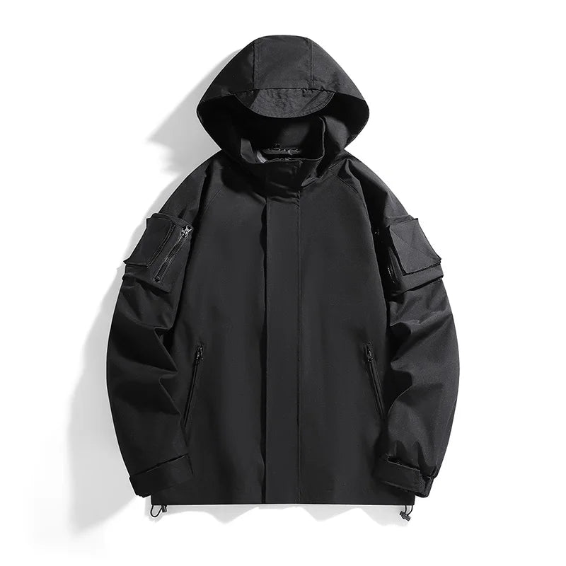 Threebooy  Spring New Hooded Jackets Men Fashion Outdoor Unisex Outerwear Coats Solid Casual Couple Waterproof jackets Mens Windbreak