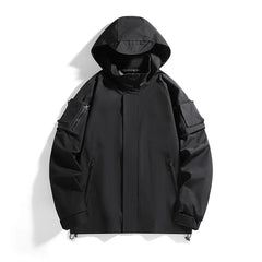 Threebooy  Spring New Hooded Jackets Men Fashion Outdoor Unisex Outerwear Coats Solid Casual Couple Waterproof jackets Mens Windbreak