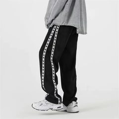 Threebooy Men's Sweatpants Loose Side Striped Splice Guard Pants Joggers Wide Leg Trousers Male Casual Korean Streetwear Hip Hop