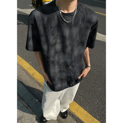 Threebooy  Men Loose Fit Tie Dye Short Sleeve Round Neck T-Shirt Summer Fashion Casual Streetwear Soft Breathable Oversized Tee Comfy Y2K