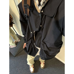 Threebooy Autumn Men Tactical Stand Collar Jacket Bomber Oversize Baseball Military Coat Streetwear Outwear