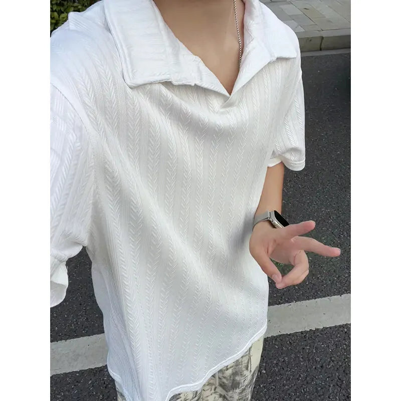Threebooy Mens Soft Comfortable Polo Shirt Collared Knit Summer Solid Classic Simple Casual Short Sleeve Breathable Fabric Plain T Shirt
