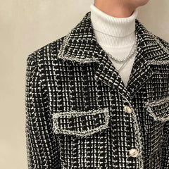 Threebooy French Retro Couple Jacket 2024 Autumn And Winter New Fashion Elegant Youth Trend Slim Contrast Color Braided Wool Jacket Unisex