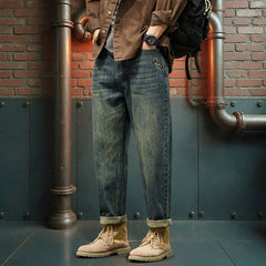 Threebooy  Classic Men's Loose Jeans Korean Style Street Hip-Hop Straight Harem Pants Autumn New Men's High Quality Trousers
