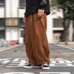 Threebooy Men Pants Casual Retro Harajuku Ins Fashion Trousers New High Street Baggy Wide-leg Pants  All-match Corduroy Unisex Pantalones