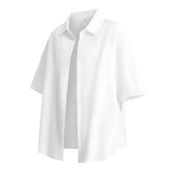 Threebooy Men Ice Silk Cooling Shirt Summer Loose Fit Casual Oversized Breathable Wrinkle Free Comfy Lightweight Draped Trendy