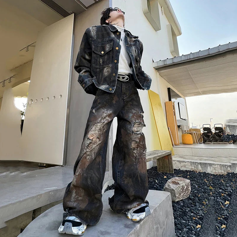 Threebooy Men's Eclipse Distressed Denim 2-Piece Set