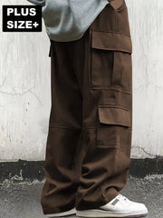Threebooy  Autumn and Winter New Large Size Men's Versatile Casual Workwear Multi-Pocket Work Pants Outdoor Dining Casual Pants