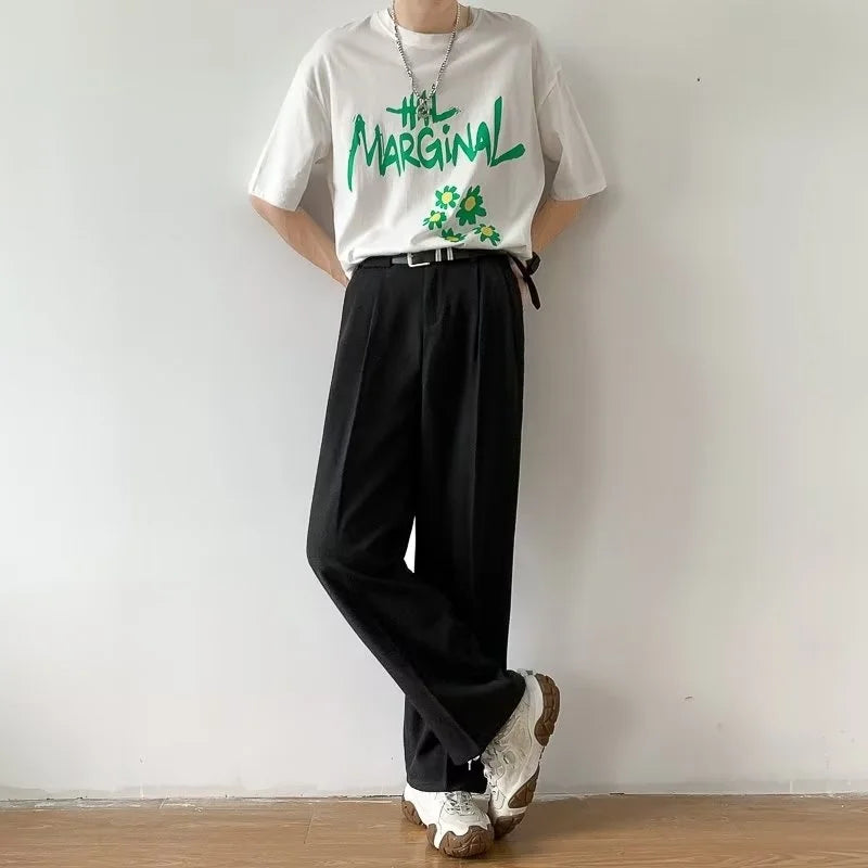 Threebooy Brown Black Suit Pants Men Slim Fit Fashion Social Mens Dress Pants Korean Casual Straight Pants Mens Office Formal Trousers