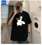 Threebooy Summer Men's Cotton T-Shirt Funny Goose Print Cartoon Short Sleeve Tops O-Neck Tees Y2k 2024 Anime Casual Oversized T Shirts Men