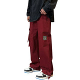 Threebooy Men's Clothing Cargo Pants Jogger Work Wear Man Pants New Y2k Wine Red Spring Casual Loose Straight Leg Wide Leg Men Trousers