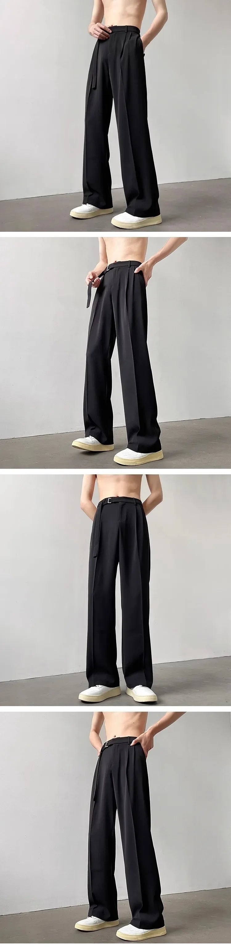 Threebooy Casual suit Pants Men's Autumn Japanese Light Luxury Draped Trousers Loose-fit Straight-leg Versatile Wide-leg Long Pants
