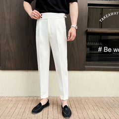 Threebooy  Men's High-waisted Trousers Autumn Winter New Style Trousers Casual Pants Fashionable Handsome Slim Straight Suit Pants