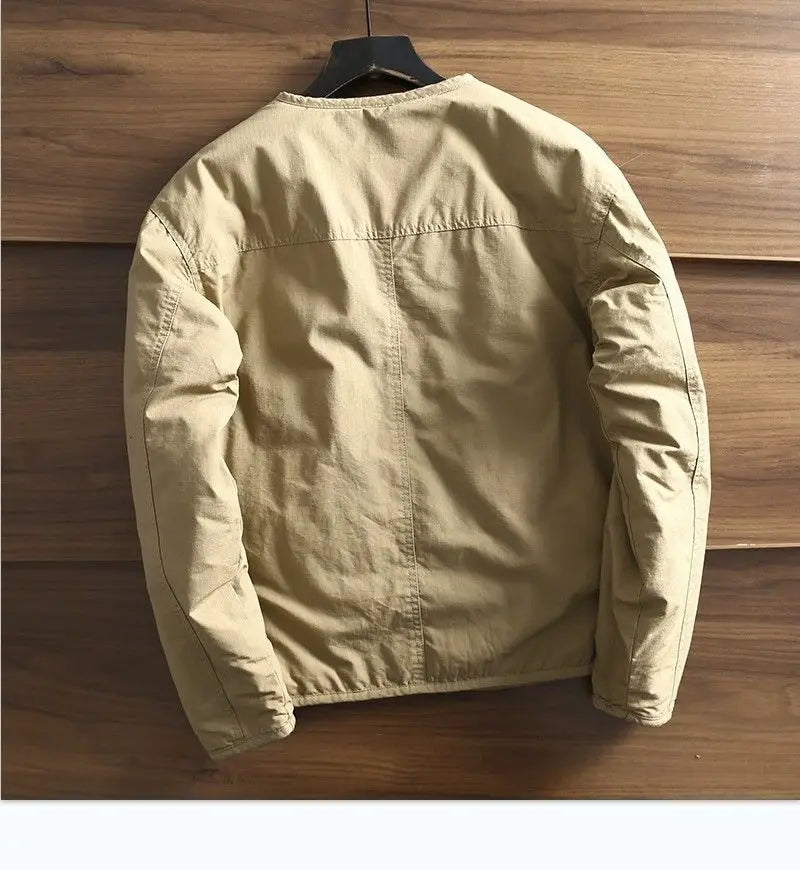 Threebooy Men's Parkas Thick Cotton Coat Jacket Autumn Winter Retro Women Jackets V-neck Long Sleeves Pockets Single-breasted Tops