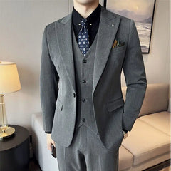 Threebooy  High Quality Suit Men's Suits 2 Piece Slim Fit Tuxedos Pant Formal Dress  High-End Sense  Business Prom