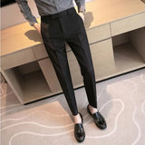 Threebooy  Men Suit Pants High Quality Men Solid Color Slim Fit Dress Pants Slim Fit Office Business Men Trousers Plus Size 28-36