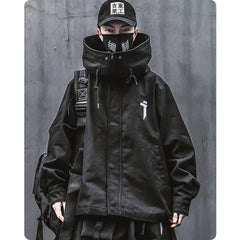 Threebooy Men Japanese Harajuku Sweatshirt Oversize Hoodie Long Cloak Hip Hop Gothic Outwear Streetwear Techwear Coat Tops Clothes