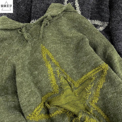 American High Street Retro Men and Women Rascal Handsome Hooded Knitted Sweater Couple Trendy Lazy Style Harajuku Top y2k