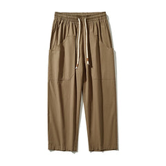 Threebooy Summer Thin Cotton Pants Men Fashion Retro Casual Pants Men Japanese Streetwear Hip-hop Loose Wide Leg Pants Mens Trousers
