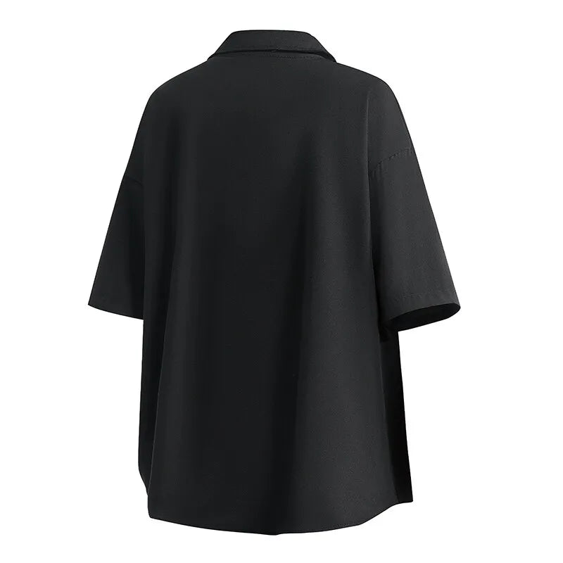 Threebooy Men Ice Silk Cooling Shirt Summer Loose Fit Casual Oversized Breathable Wrinkle Free Comfy Lightweight Draped Trendy