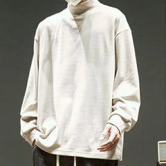 Long Sleeve T-shirts Men Fall Winter Keep Warm Mock Neck Basic Tops Simple Blusas Gentle Casual Teens Hombre All-match BF Ins