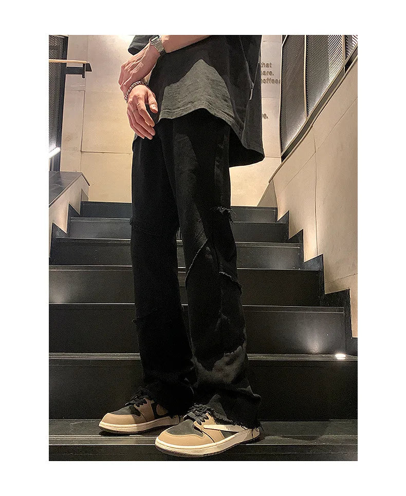 Threebooy New Spring Jeans Loose-fit Straight-leg Sporty Workwear Pants Hong Style Washing Jeans For Men