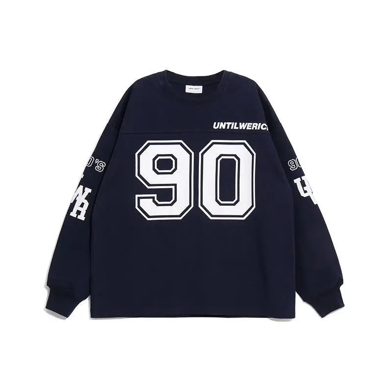 Threebooy Men's Sweater Oversize Loose New Street Tops Tees Letter Print Spring Autumn Round Neck Long Sleeves Daily Casual Sweatshirt