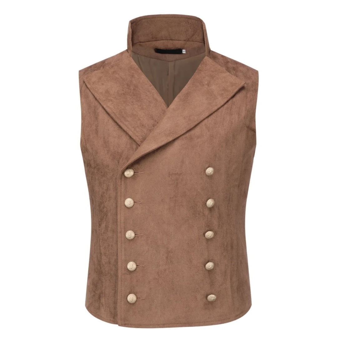 Threebooy  Men Vest Black Velvet Height Lapel Double Button Waistcoat For Wedding Banquet Business Office Casual Daily Work Men Suit Vest