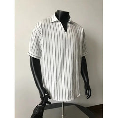 Threebooy  Men Slim Fit Striped Polo Collar T-Shirt Summer Casual Breathable Cotton Comfortable Fashion Tee Shirt Top Striped Mens Clothing