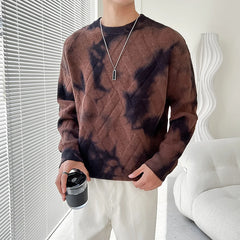 Threebooy Tie-dye Sweater Men Autumn Winter Crewneck Sweaters Men Fashion Clothing Warm Tops Long Sleeve Pullover Jumper Streetwear Tops