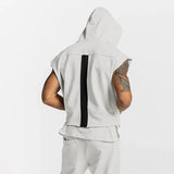 Threebooy Mens Brand Gyms Clothing Bodybuilding Hooded Tank Top Cotton Sleeveless Vest Sweatshirt Fitness Workout Sportswear Tops Male