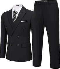 Threebooy  Men's 2 Piece Double Breasted Suits Slim Fit Tuxedo Jacket And Dress Pants Set For Wedding Business Prom