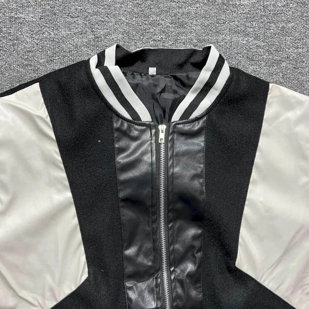Threebooy American Retro Baseball Uniform Jacket Men's Spring and Autumn Loose Stand Collar Long Sleeve Contrast Color Couple Casual Coat