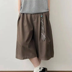 Threebooy  Lightweight Men's Summer Wide-leg Cropped Pants Straight Loose Shorts Simple Fashion All-match Clothing