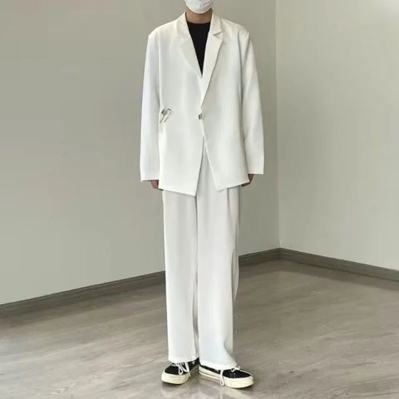 Threebooy Casual Suit Jacket Men's Spring Summer Blazers Solid Color Long Sleeves Turndown Collar Pockets One Button Tops Jackets
