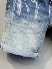 Threebooy  New Summer Classic Fashion Retro Blue Denim Shorts Men's Casual Loose Straight Leg Stretch Sports High Quality Shorts 28-36