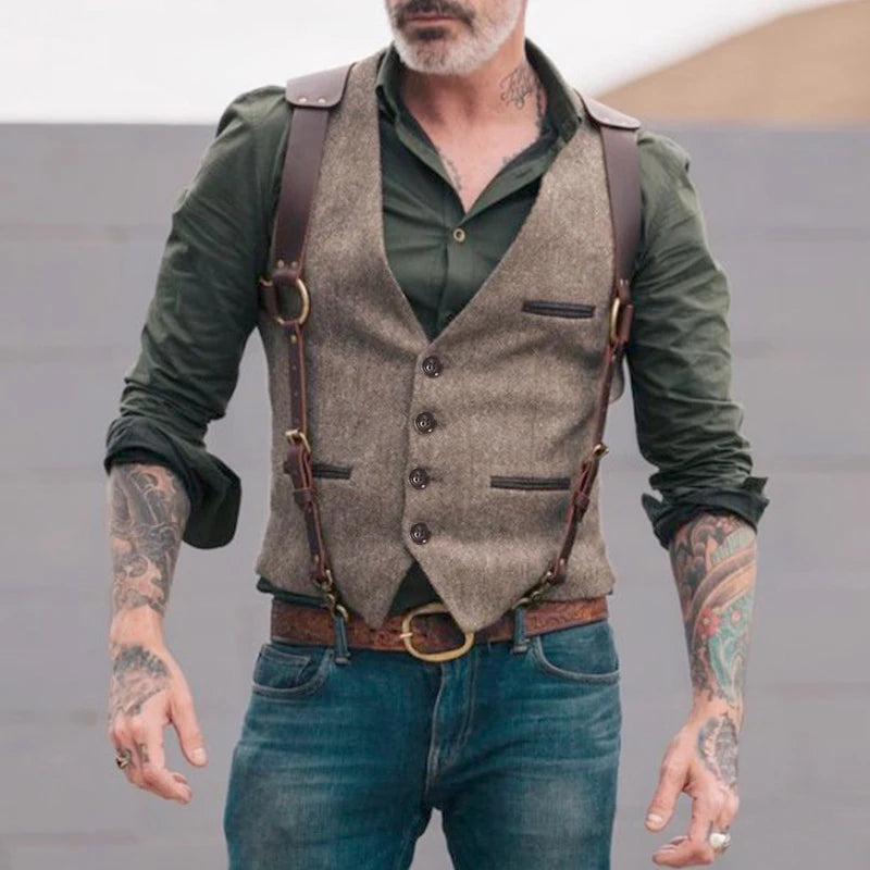 Threebooy Sleeveless Men Vest Retro Waistcoat Men's Coats Man Coat Male Clothes Jackets Clothing Tactical Padded Mens Vests Golf