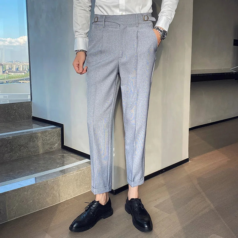 Threebooy Top Quality Luxury Solid Business Suit Pants Men Clothing Simple Slim Fit Formal Wear Office Trousers Pantalon Homme 28-36