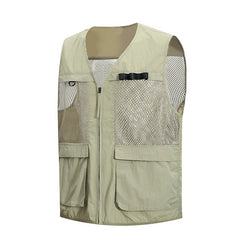 Threebooy  New Outdoor Workwear Multi Pocket Vest For Middle Aged Men Plus Size Business Fishing Casual Sleeveless Vest Sun Protection Outd