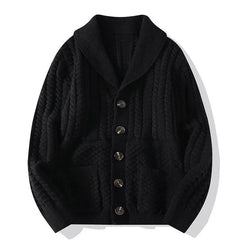 Threebooy Korean Version Retro Hand-woven Twisted Twisted Sweater Men's Spring Autumn Thickened Sweater Lapel Cardigan Trendy Jacket Chic