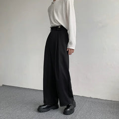 Threebooy New Black Suit Pants Men Fashion Social Mens Dress Pants Korean Loose Oversized Wide Leg Pants Mens Formal Trousers M-2XL